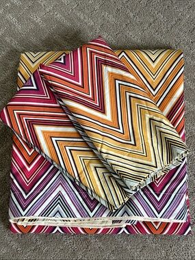 Missoni Home TREVOR Queen Duvet  & Shams Multicolor Chevron Bedding Set NEW $810